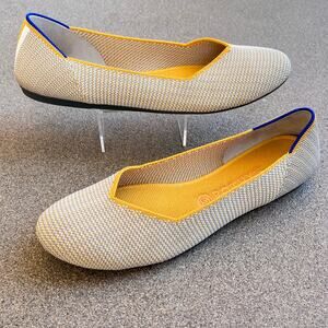 Rothy's The Flat Dandelion Triple Stitch Women 11.5 Shoe Yellow Grey White Flats
